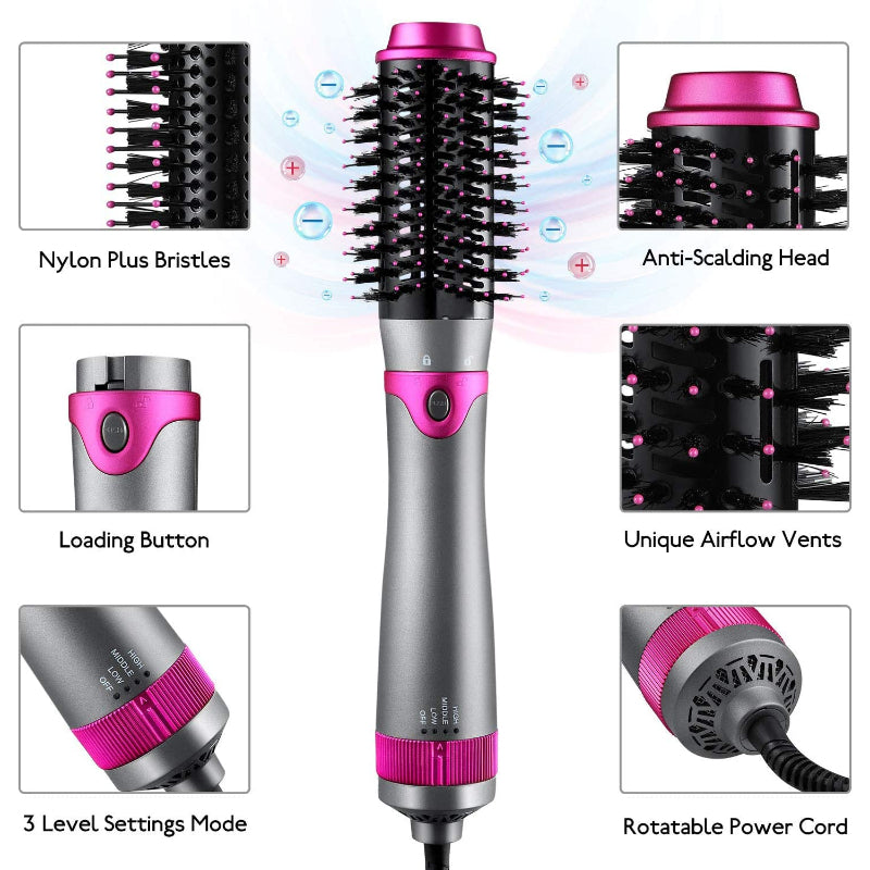 Electric Hair Brush, Curler, Blower, Straightener & Comb (5 in 1)