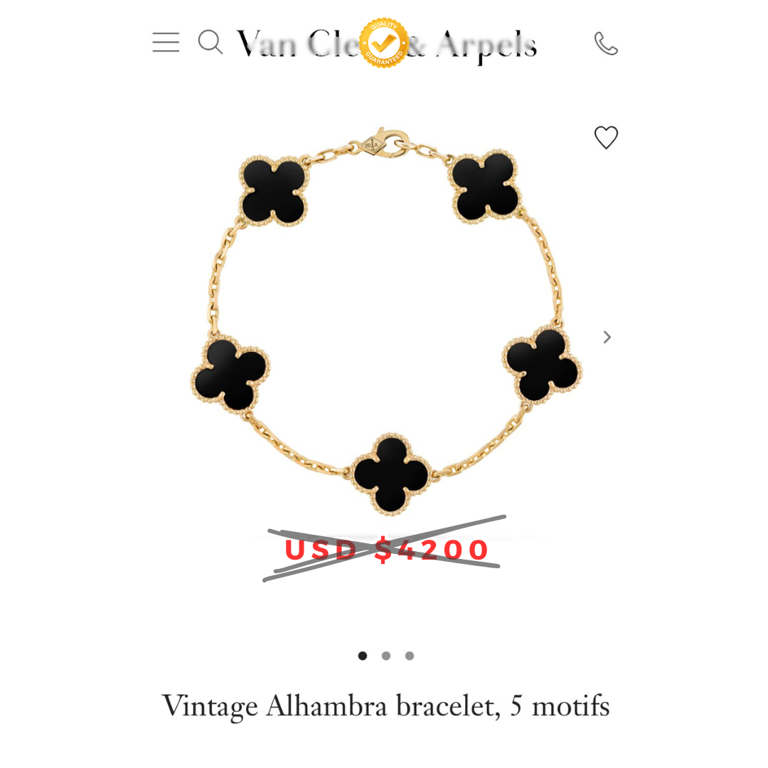 Clover Bracelet Black & Gold 5 Motifs