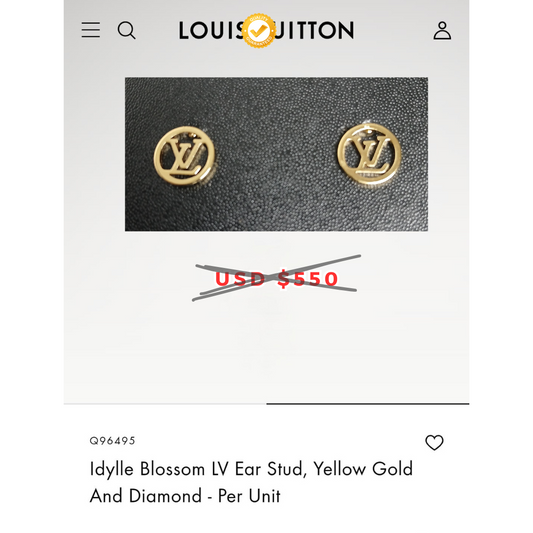 L.V Ls Vn Stud Earrings Gold Color
