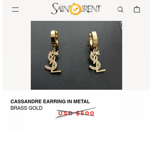 Y.S.L Gold Plated Drop Earrings with Zirconia