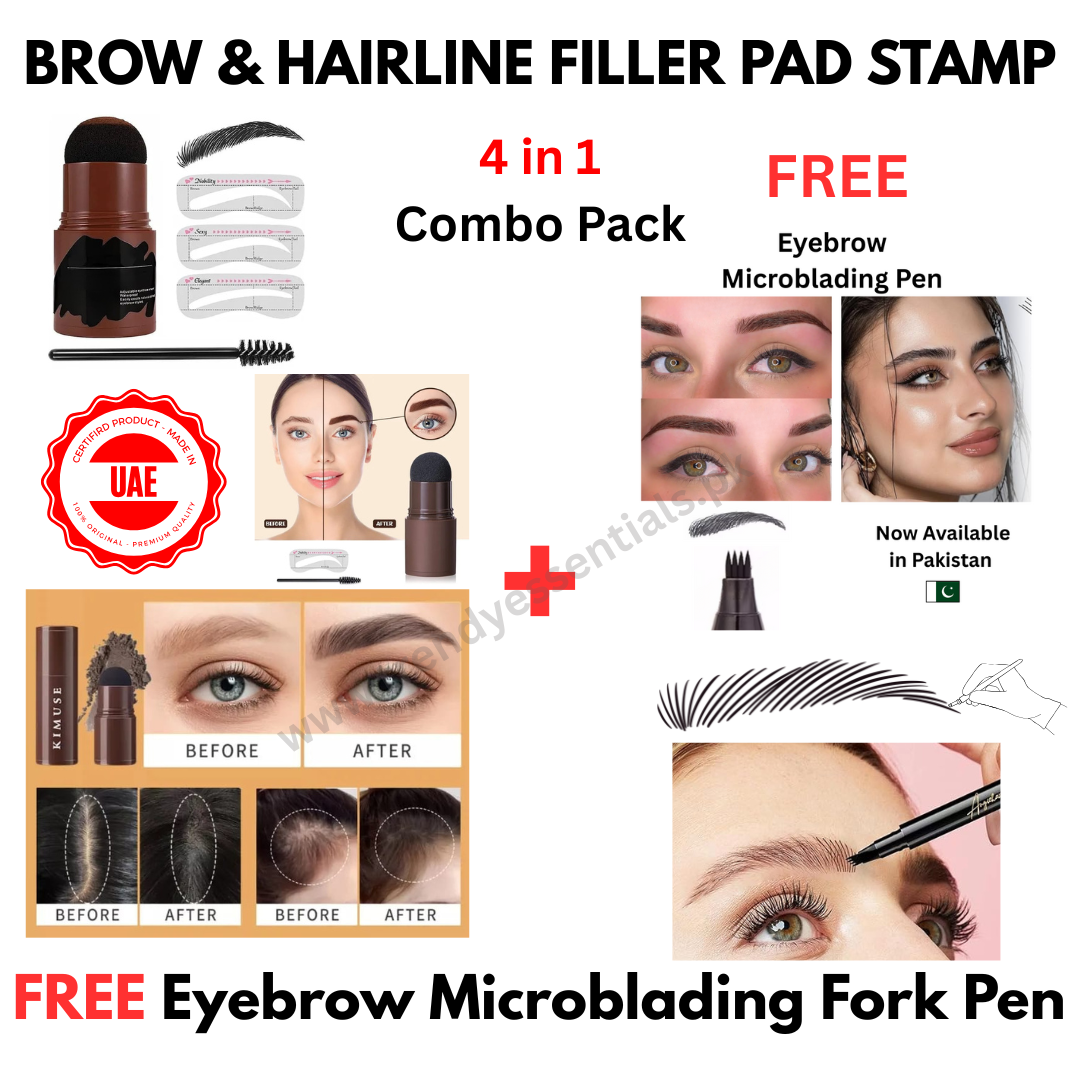 Brow & Hairline Filler Pad Stamp Kit with FREE Eyebrow Microblading Fork Pen