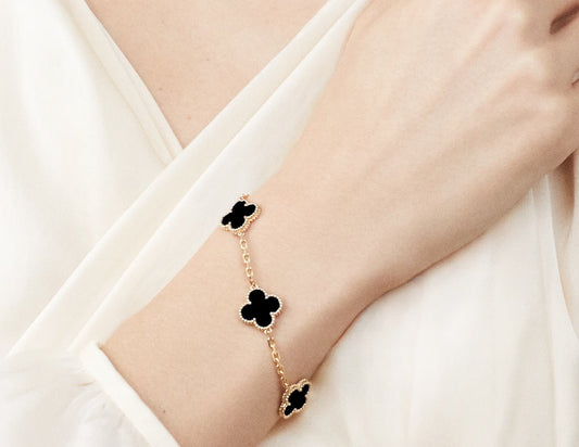 Clover Bracelet Black & Gold 5 Motifs