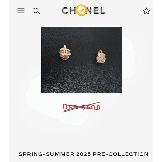Channel CC Cluster Stud Earrings Rose Gold
