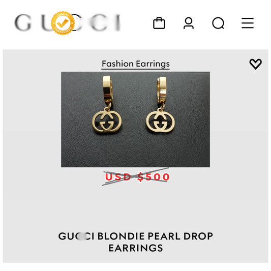 G.G Guccii Hoop Drop Earrings Gold Color