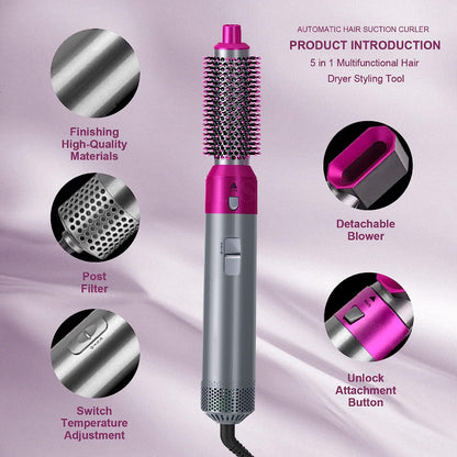 Electric Hair Brush, Curler, Blower, Straightener & Comb (5 in 1)