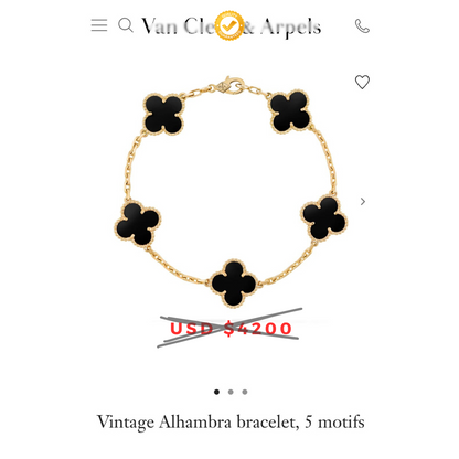 Clover Bracelet Black & Gold 5 Motifs