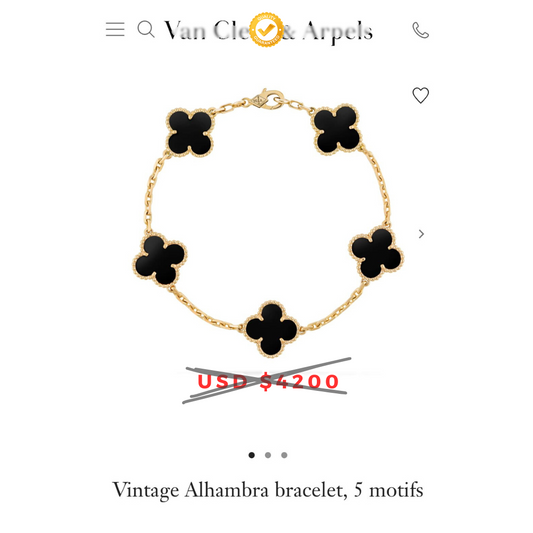 Clover Bracelet Black & Gold 5 Motifs