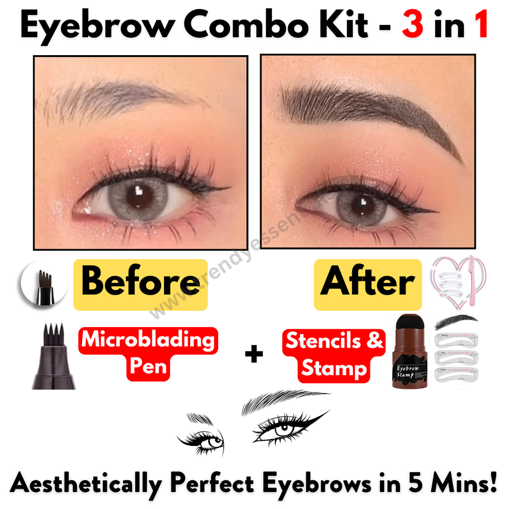 Eyebrow Combo Kit - Microblading Pen + Stencils & Stamp (3 in 1)